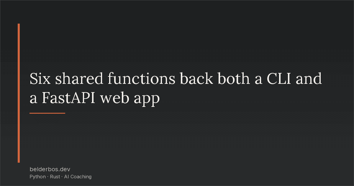 Bob Belderbos: One Core, Two Interfaces, No Rewrites