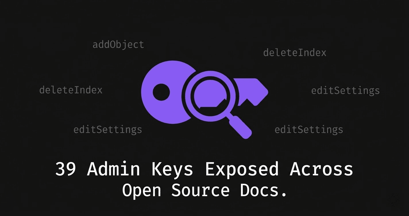 I Found 39 Algolia Admin Keys Exposed Across Open Source Documentation Sites
