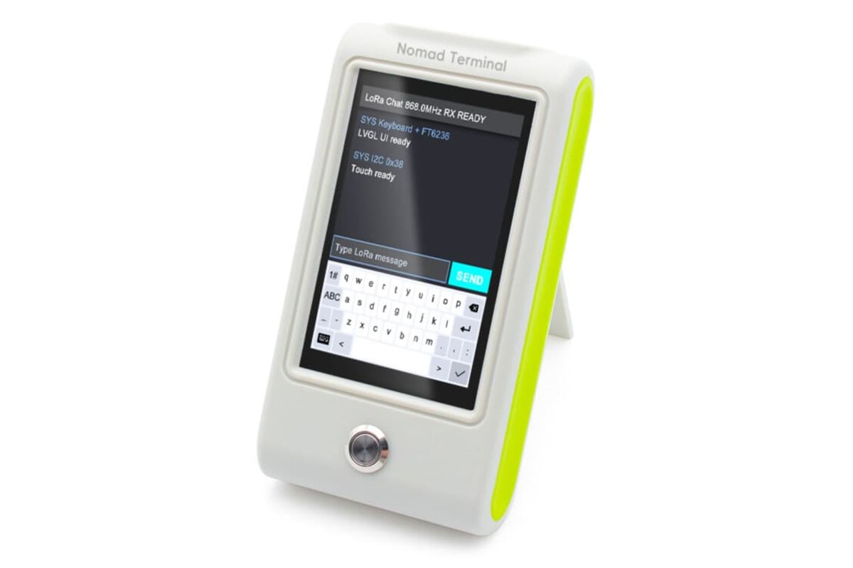 Makerfabs Nomad Terminal features ESP32-S3 WiSoC, LR1121 LoRa transceiver, 3.5-inch touchscreen display