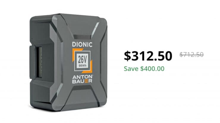 Save $400 USD on the Anton/Bauer Dionic 98Wh 26V Gold Mount Plus Battery